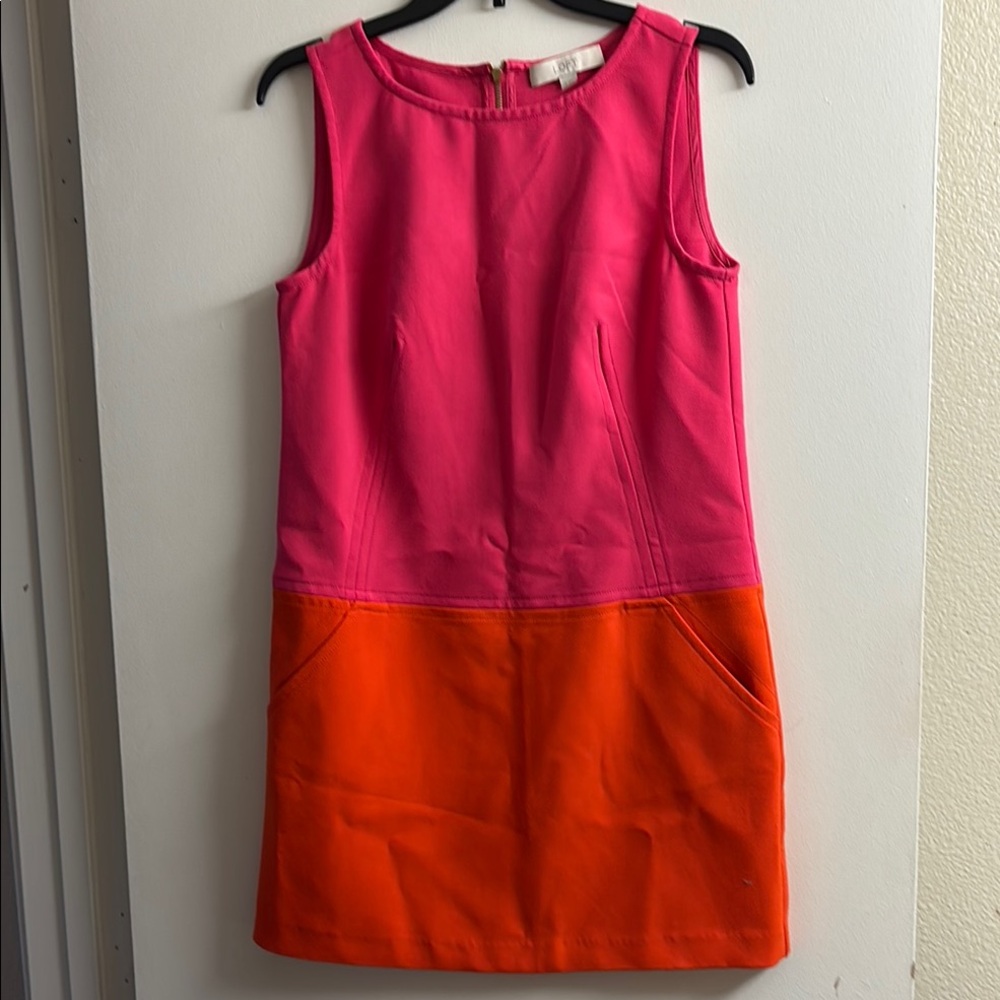 LOFT Colorblock Pink and Orange Dress